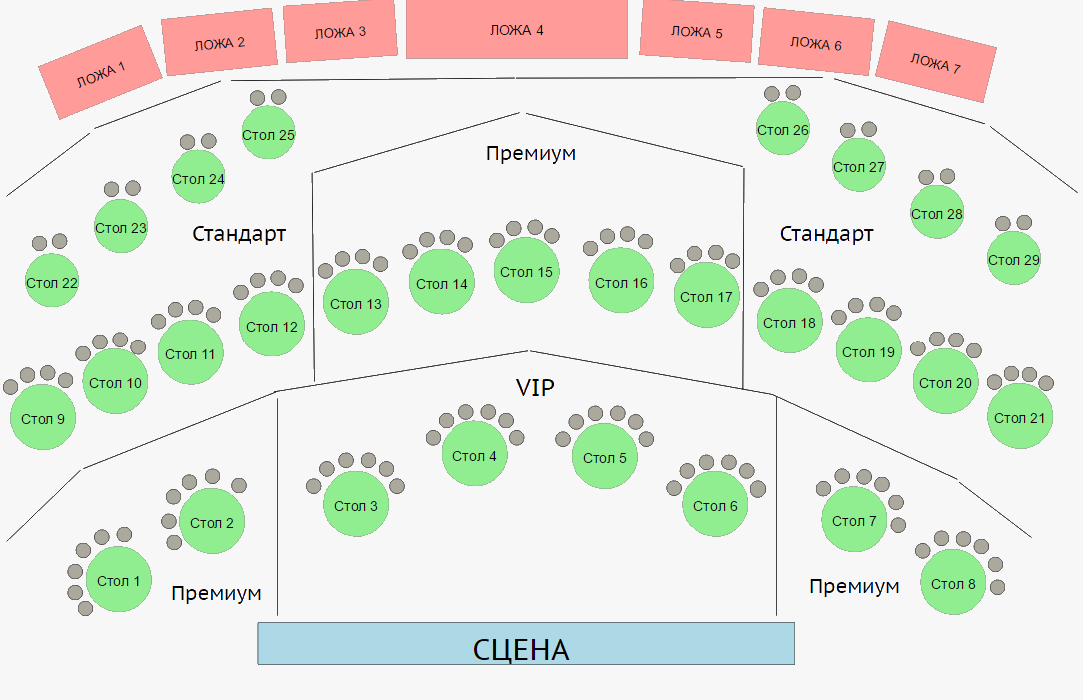 Место стандарт. Схема зала казино Сочи. 16 Тонн схема зала. Схема зала театра казино Сочи-. Ложа стол.